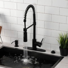 Pre-Rinse Kitchen Faucet, New York, Single Handle in Matte Black