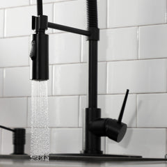 Pre-Rinse Kitchen Faucet, New York, Single Handle in Matte Black