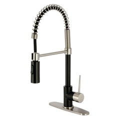 Pre-Rinse Kitchen Faucet, New York, Single Handle in Matte Black/Brushed Nickel