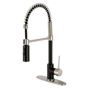 Pre-Rinse Kitchen Faucet, New York, Single Handle in Matte Black/Brushed Nickel