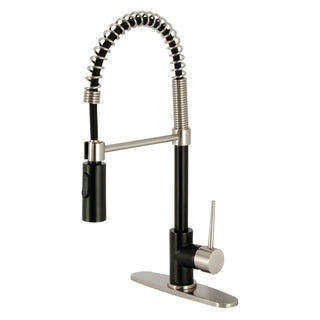 Pre-Rinse Kitchen Faucet, New York, Single Handle in Matte Black/Brushed Nickel