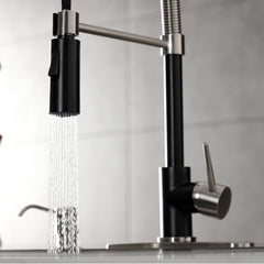 Pre-Rinse Kitchen Faucet, New York, Single Handle in Matte Black/Brushed Nickel