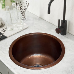 Prep Sink, Redondo Grande, Single Bowl, Undermount or Drop-In, Antique Copper