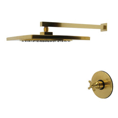 Pressure Balanced Shower Faucet, Metropolitan, Single Cross Handle in Brushed Brass