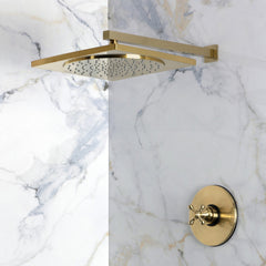 Pressure Balanced Shower Faucet, Metropolitan, Single Cross Handle in Brushed Brass