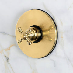 Pressure Balanced Shower Faucet, Metropolitan, Single Cross Handle in Brushed Brass