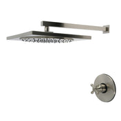 Pressure Balanced Shower Faucet, Restoration, Single Cross Handle in Brushed Nickel