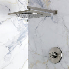 Pressure Balanced Shower Faucet, Restoration, Single Cross Handle in Brushed Nickel