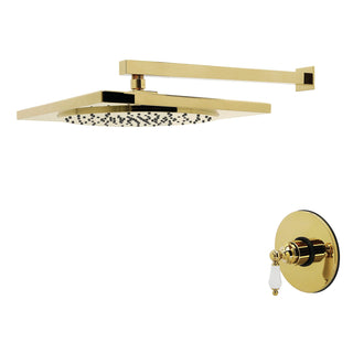 Pressure Balanced Shower Faucet, Victorian, Double Handle in Polished Brass