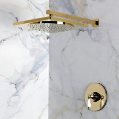 Pressure Balanced Shower Faucet, Victorian, Single Handle in Polished Brass