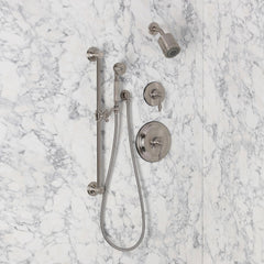 Pressure Balanced Shower System with Hand Shower in Brushed Nickel