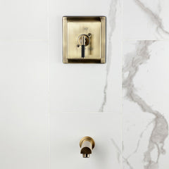 Pressure Balanced Tub Faucet, Kaiser, Single Handle in Antique Brass