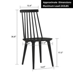Side Chairs, Set of 4, Solid Rubberwood, Black