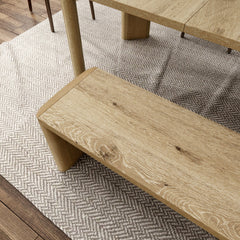 Dining Bench, Solid Rubberwood Frame, 50.5 In. Wide, Natural Oak Finish