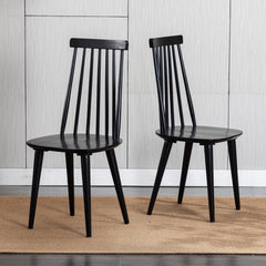 Side Chairs, Set of 4, Solid Rubberwood, Black