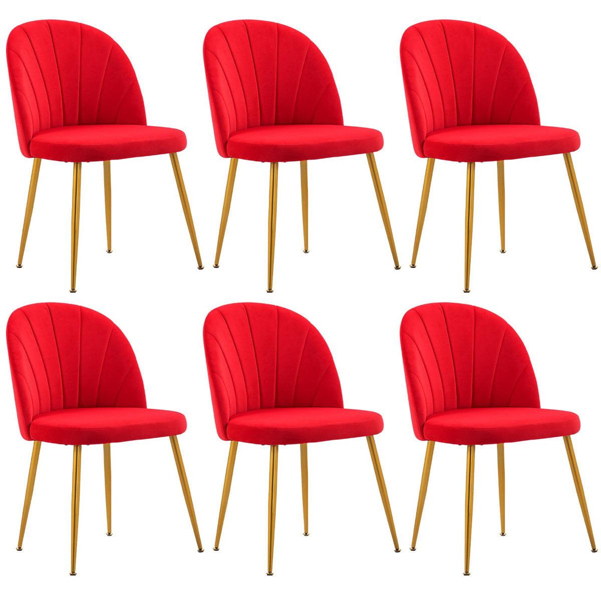Side Chairs, Red Velvet Upholstery, Gold Metal Legs