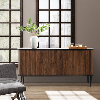 Sideboard, 63 Inch Wide, Manufactured Wood and Metal, Sliding Doors, Walnut