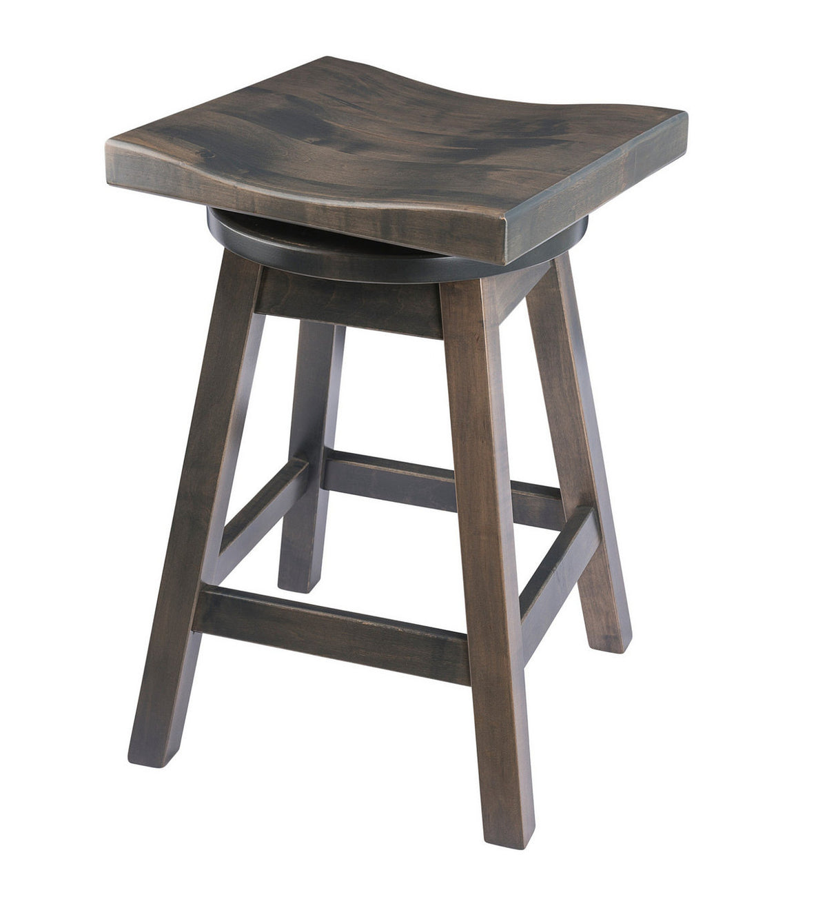 Swivel Bar Stool, Backless Solid Wood, 30 Inch Seat Height, Antique Slate