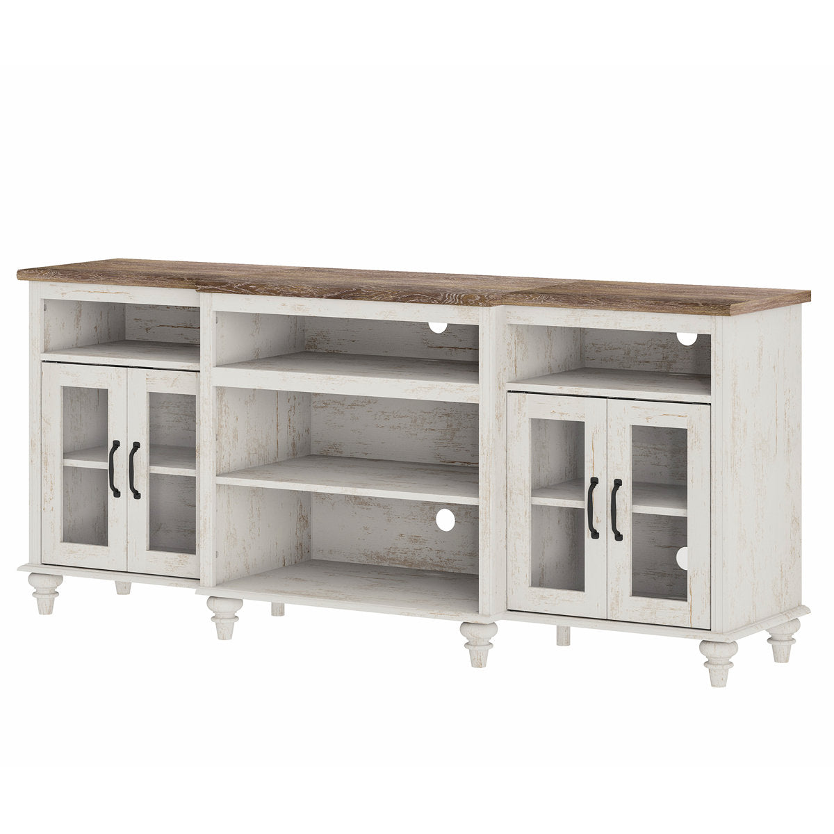 Sideboard, Solid and Engineered Wood, 69.8 Inch, Rustic White and Brown