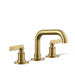 Widespread Bathroom Sink Faucet, Castia, Two Lever Handles, Vibrant Brushed Moderne Brass