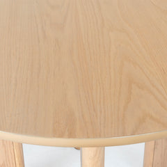 Round Dining Table, Rubberwood with Oak Veneer, Pedestal Base, 47 Inch, Oak