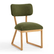 Side Chair, Polyester Blend Upholstery, Solid Wood Frame, Natural Wood Legs