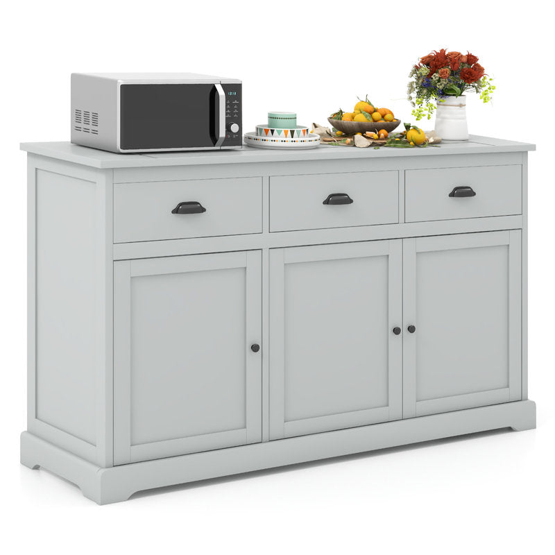 Sideboard Buffet Cabinet, 3 Drawers, Adjustable Shelves, Manufactured Wood