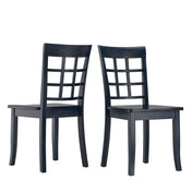 Dining Side Chairs, Set of 2, Solid Rubberwood, Antique Denim