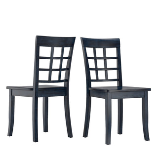 Dining Side Chairs, Set of 2, Solid Rubberwood, Antique Denim