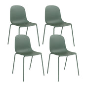 Side Chairs, Set of 4, Polypropylene Seat, Green, Metal Legs
