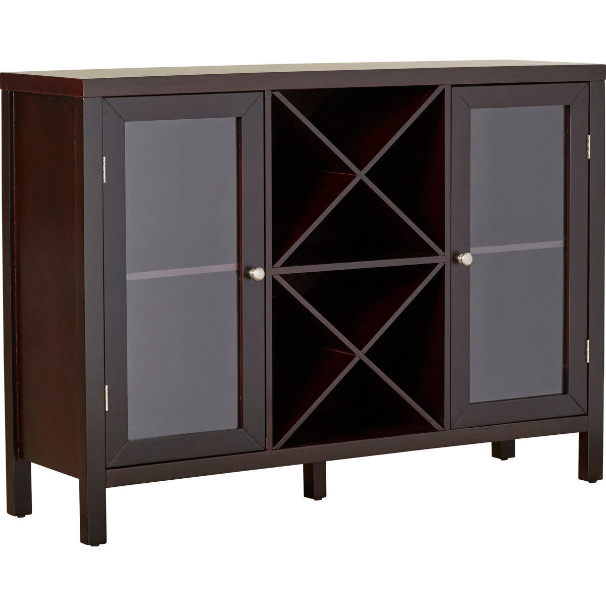 Wine Buffet Cabinet, Solid and Manufactured Wood, Glass Doors, Gloss Finish