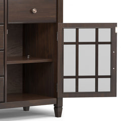 Sideboard Buffet, Pine Wood, 6 Drawers, 2 Cabinets, Chestnut Brown