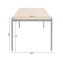 Dining Table, Light Oak Veneer Top, Black Metal Legs, 67.5 Inch