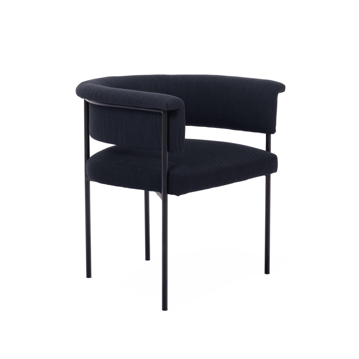 Armchair, Black Polyester Blend Upholstery, Black Metal Legs
