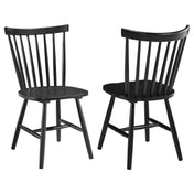 Dining Side Chairs, Set of 2, Solid Rubberwood, Black Spindle Back