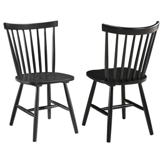 Dining Side Chairs, Set of 2, Solid Rubberwood, Black Spindle Back
