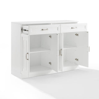 Sideboard, 2 Drawers, 2 Double-Door Cabinets, White Manufactured Wood