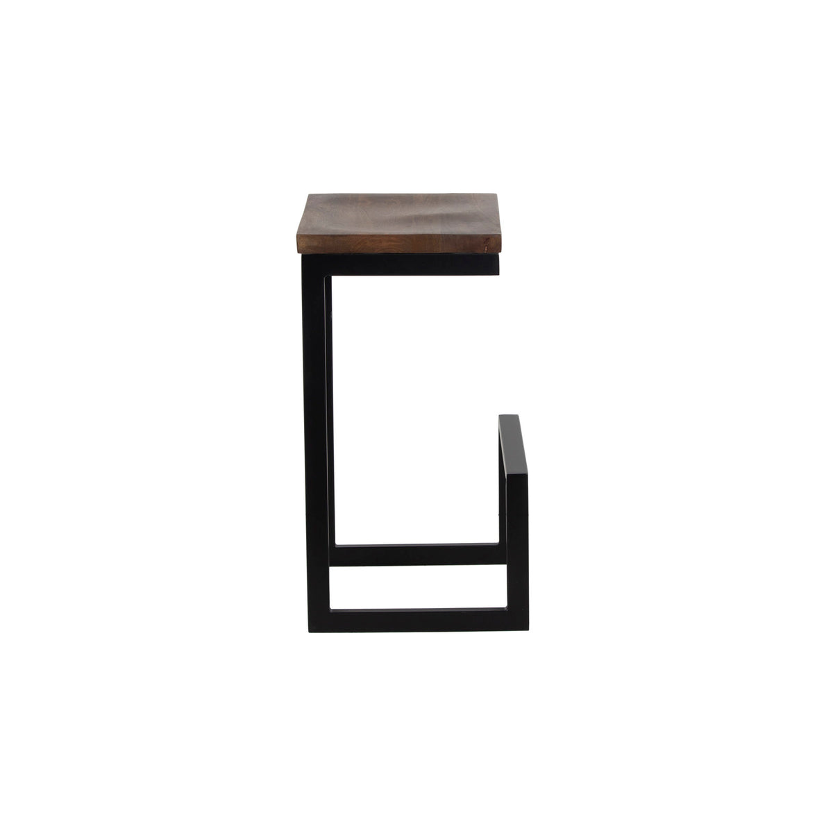 Bar Stool, Backless Solid Mango Wood Seat, Metal Cantilever Base, Brown