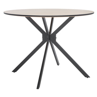 Round Dining Table, Solid and Engineered Wood, 39.4 Inch, Black Base