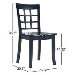 Dining Side Chairs, Set of 2, Solid Rubberwood, Antique Denim