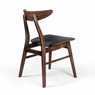 Side Chairs, Set of 2, Gray Fabric Seat, Walnut Rubberwood Frame