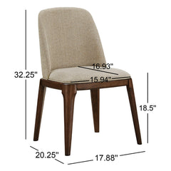 Side Chairs, Set of 2, Polyester Blend Upholstery, Walnut Finish Rubberwood Legs