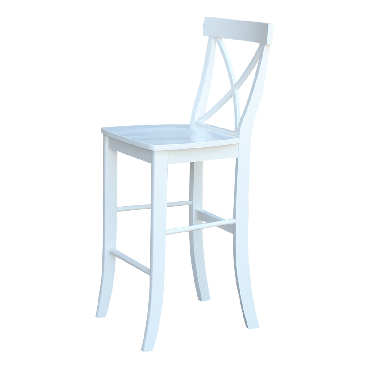 Bar Stool, Solid Wood, Cross Back, 29 Inch Seat Height, Four Legs