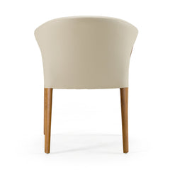 Dining Armchair, Solid Ash Wood Frame, Vegan Leather, Walnut Finish