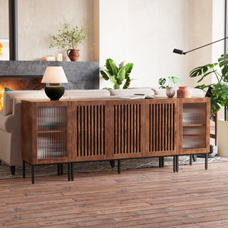 Sideboard Cabinet, 2 Glass Doors, Manufactured Wood, Brown