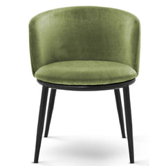Armchairs, Set of 2, Light Green Cotton Polyester Upholstery, Black Metal Legs