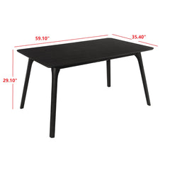 Dining Table, Rectangular, Seats 6, Black Wood Veneer Top and Wood Legs