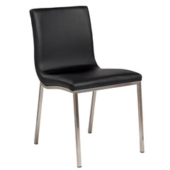 Side Chairs, Set of 2, White Faux Leather, Silver Metal Legs