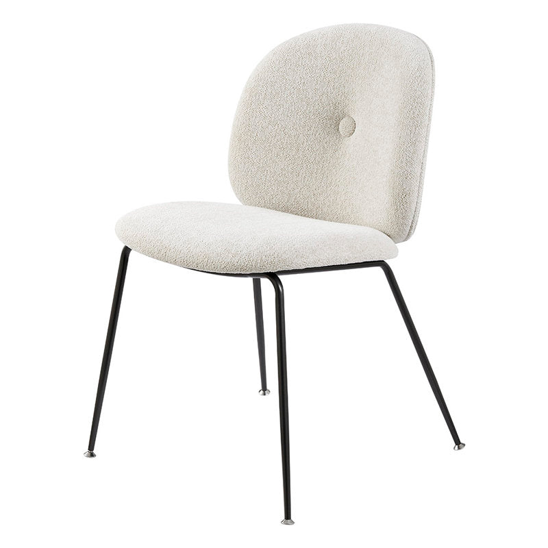 Side Chairs, Set of 2, Ivory Boucle, Tufted, Gunmetal Metal Legs