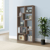 Bookcase, Geometric Manufactured Wood Frame, Weathered Gray